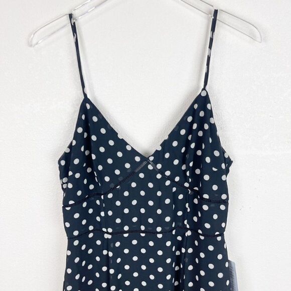 Lulus Black Polka Dot Midi Ruffle Tank Dress Sweetheart Neckline Large - Picture 2 of 9
